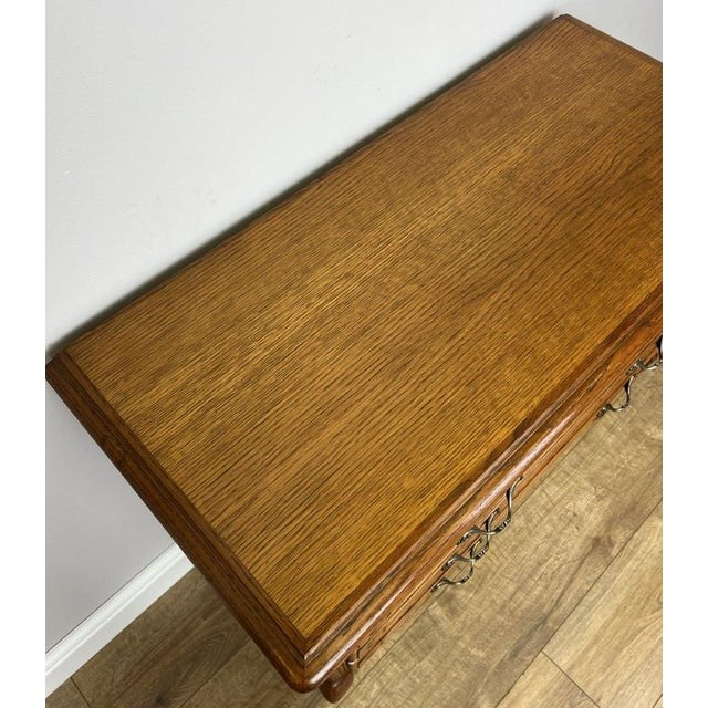 Brown Vintage French Louis Oak Chest of 3 Drawers For Sale - Image 8 of 12