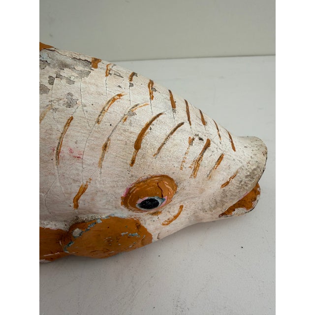 Folk Art Vintage Folk Art Carved Wooden Fish For Sale - Image 3 of 11