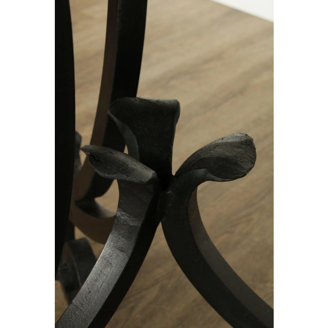 Off-white Hand Forged Iron Base 42" Pub Table Square Travertine Top For Sale - Image 8 of 13