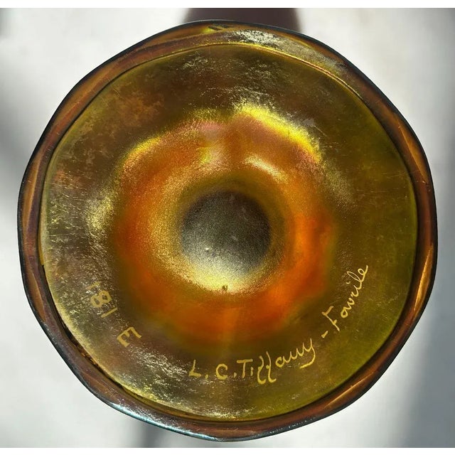 Tiffany Studios 1920s Tiffany Favrile Glass Tulip Form Lamp For Sale - Image 4 of 4