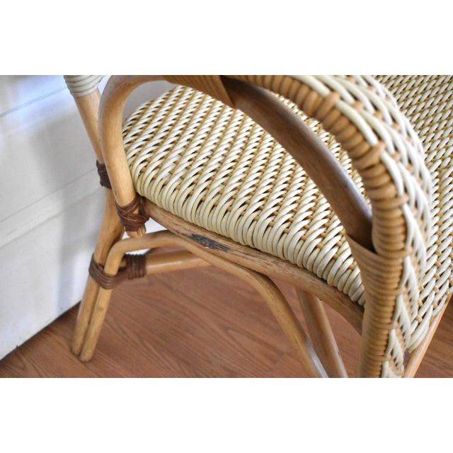 Wood Set of 4 Cream French Rattan Serena and Lily "Riviera" Style Armchairs For Sale - Image 7 of 8