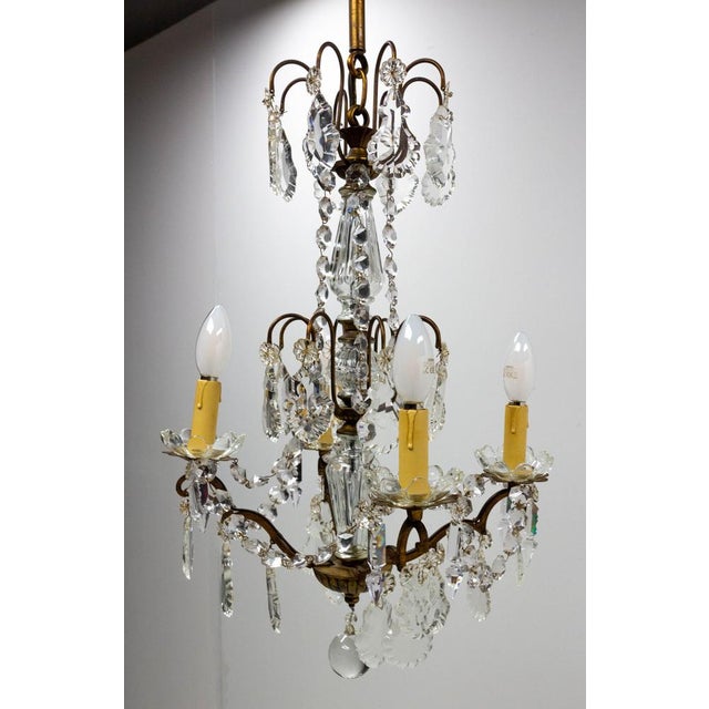 Metal Chandelier with Crystal Drops, France, 1960s For Sale - Image 7 of 10