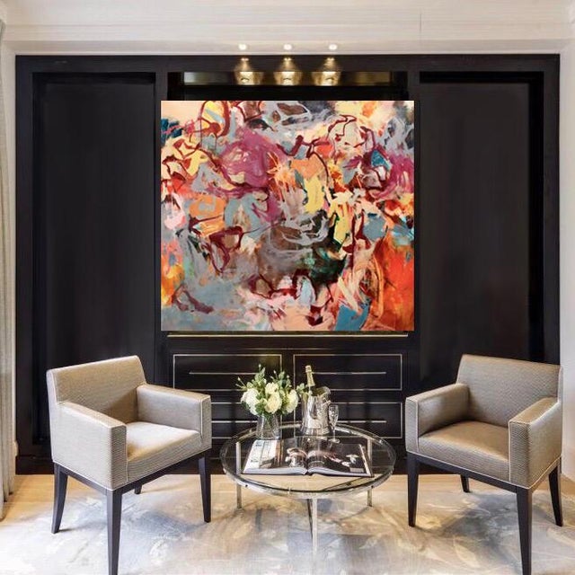 This lively oil and mixed media painting on canvas was created by Susan Foley and entitled 'Marmalade Dreams.' The...