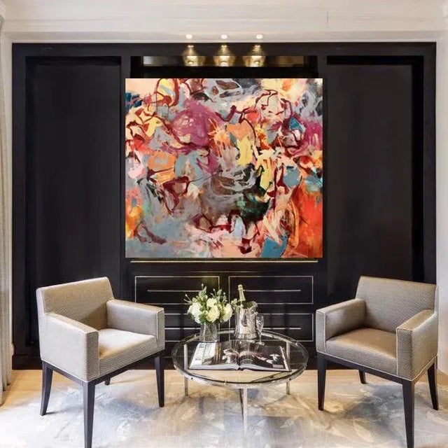 This lively oversized oil and mixed media painting on canvas was created by Susan Foley and entitled 'Marmalade Dreams.'...