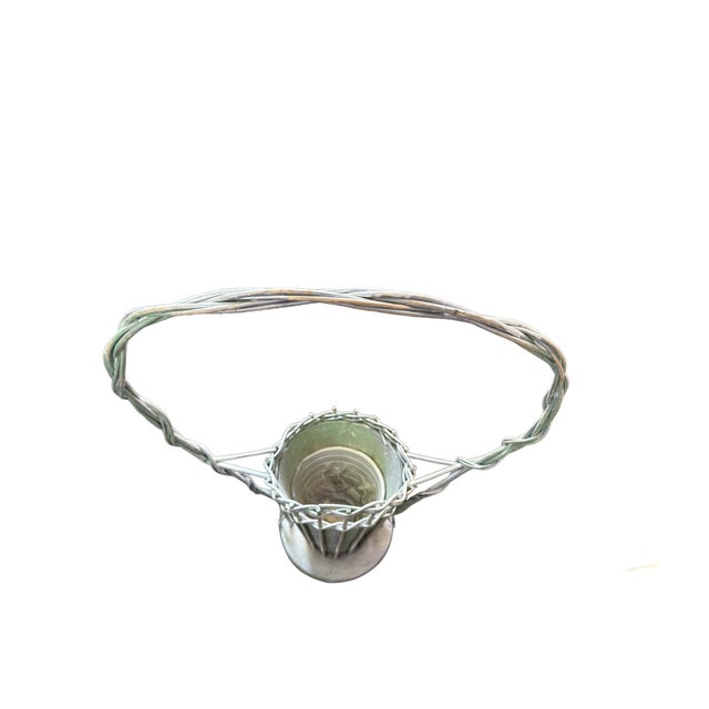 1930s Vintage Victorian White Wicker Wedding Antique Flower Basket, Hand Woven For Sale - Image 4 of 5