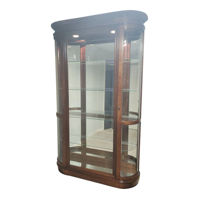 Pulaski Federal Style Curved-Side Illuminated Curio Cabinet For Sale