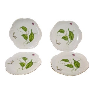 Vintage Dessert Plates Jardin Collection Godinger Ladybug Dragonfly Leaves - Set 4 For Sale