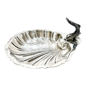 Vintage Gorham Silverplate Shell Dish With Figural Fish Handle – Coastal Tabletop Barware Catchall