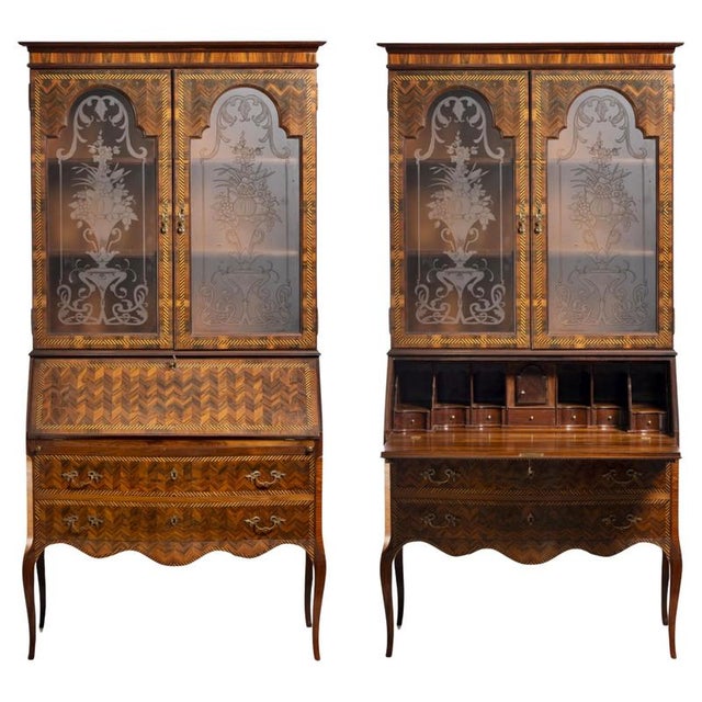 Brown Portuguese Display Cabinets, Set of 2 For Sale - Image 8 of 8