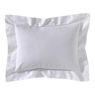 Boudoir Pillow Cover With Hem Stitch & Percale Trim - White For Sale