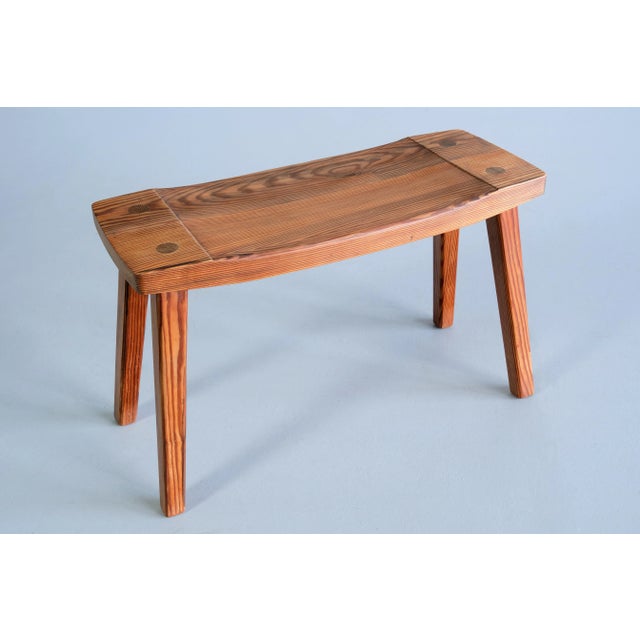 Brown Swedish Modern Rectangular Pine Stool by Carl Malmsten, 1950s For Sale - Image 8 of 12