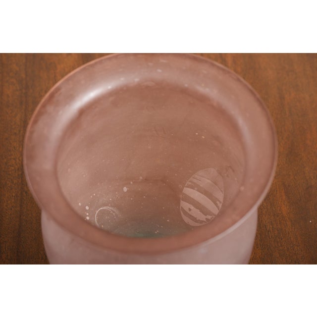 Vintage Frosted Purple Glass Vase on Blue-Green Foot For Sale In Chicago - Image 6 of 10