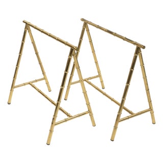 Mid-Century Brass Faux Bamboo Desk Bases from Maison Jansen, France, 1970s For Sale