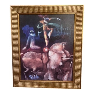 20th Century Surrealistic Figurative Image by Spanish Artist Josep Baques Signed Framed For Sale