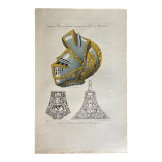 Mid 19th Century Etching Reproduction of 16th Century Armor by French Artist Nicolas Xavier Willemin For Sale