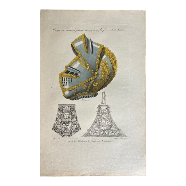 Mid 19th Century Etching Reproduction of 16th Century Armor by French Artist Nicolas Xavier Willemin For Sale