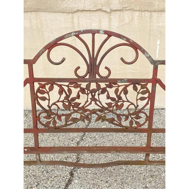 Vintage French Art Nouveau Style Leafy Vine Cast Aluminum Garden Patio Bench For Sale - Image 9 of 10