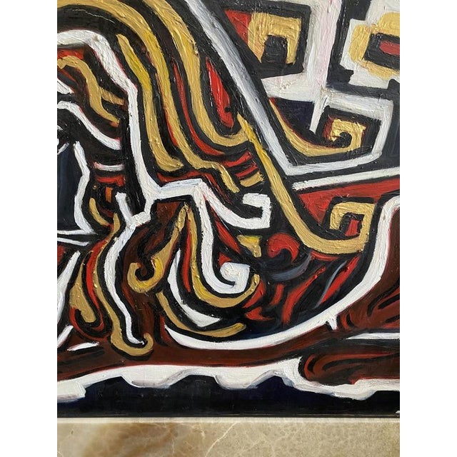 Daniela Zanelli, A Lion in Black Red and Yellow, 2000, Oil Painting on Canvas For Sale - Image 6 of 15