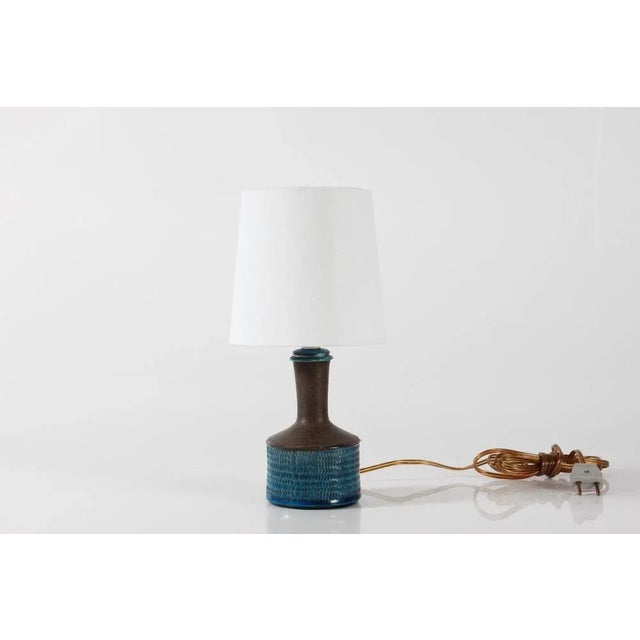 Blue Small Danish Table Lamp with Turquoise Glaze by Nils Kähler for Kähler, 1970s For Sale - Image 8 of 8