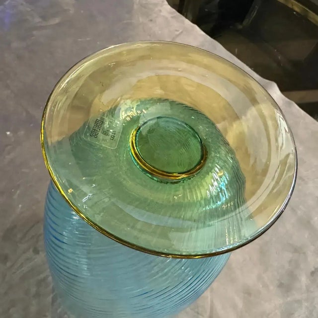 Modern 1980s Modern Blue and Yellow Murano Glass Vase by Carlo Moretti For Sale - Image 3 of 13
