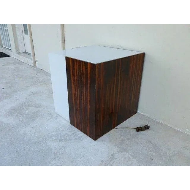 1970s Mid Century Modern Rosewood & Acrylic Floor Lamp Table For Sale - Image 9 of 13