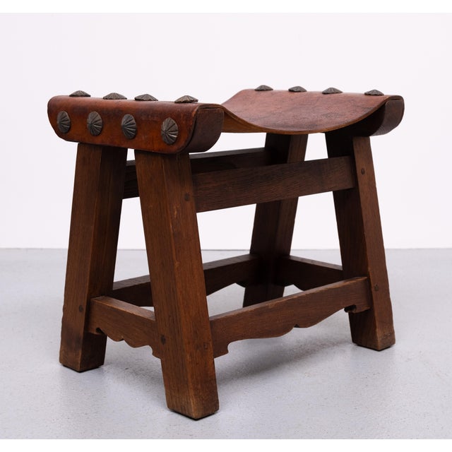 Vintage Spanish Brutalist Ottoman, 1950s For Sale - Image 9 of 9