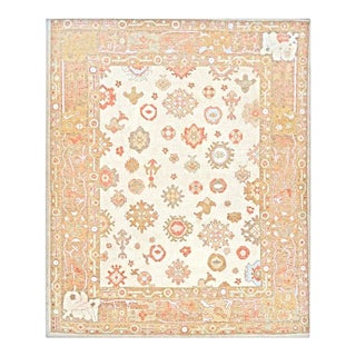 21st Century Turkish Oushak Wool 9x11 Ivory, Yellow, & Rust Handmade Area Rug #1143837 For Sale