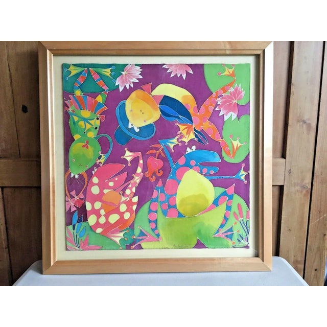 Purple Vintage Batik Painting by Lilia Kim Signed & Framed For Sale - Image 8 of 8