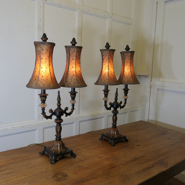 1970s Large Art Deco Hollywood Regency Twin Table Lamps, 1970s, Set of 2 For Sale - Image 5 of 7