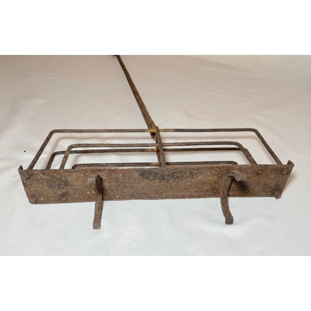 Antique 18th Century Handmade Primitive Wrought Iron Wood Fireplace Toaster For Sale - Image 9 of 11