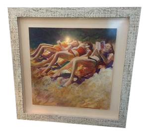 Sunbathers Beach Scene Painting