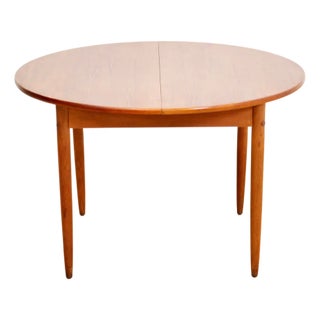 1960s Mid Century Round Teak Extending Dining Table For Sale