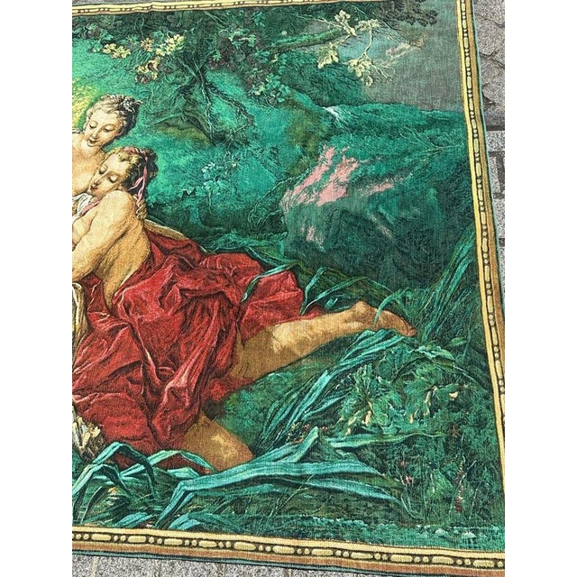 French Screen-Printed Tapestry with Leda and the Swan Motif in the style of Aubusson, 1970s For Sale - Image 6 of 18