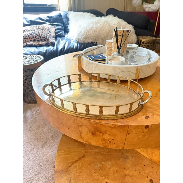 1970s 1970s Brass Pineapple Faux Bamboo Tray 20” Regency For Sale - Image 5 of 5