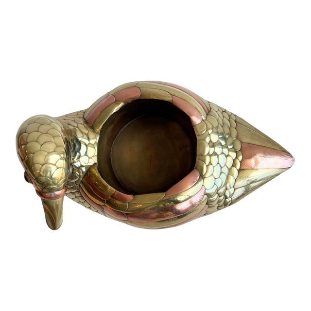 Late 20th Century Sergio Bustamante Brass & Copper Duck Planter Sculpture For Sale
