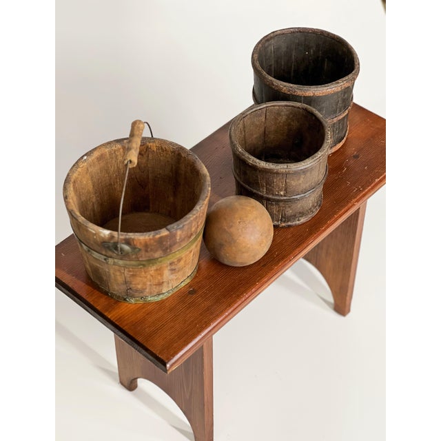 Pair of Rare Mini 19th Century Antique Chinese Wooden Buckets For Sale - Image 10 of 12
