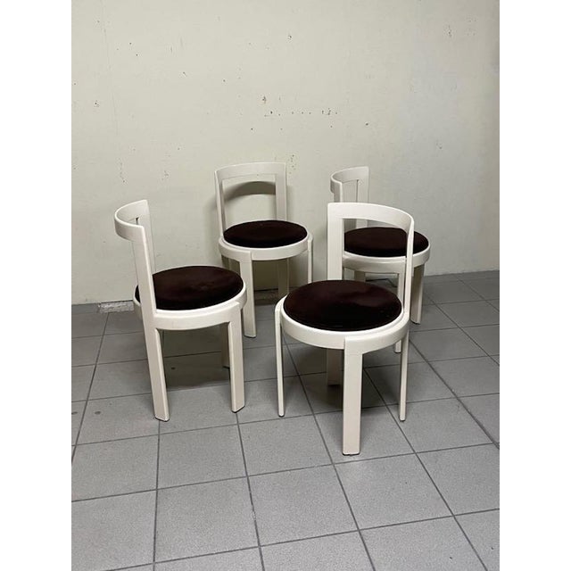 1970s Lacquered Wood and Fabric Chairs, 1970s, Set of 4 For Sale - Image 5 of 16