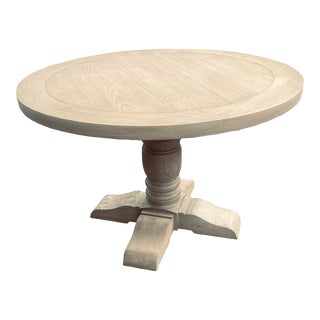 Restoration Hardware Solid Wood Pedestal Table For Sale