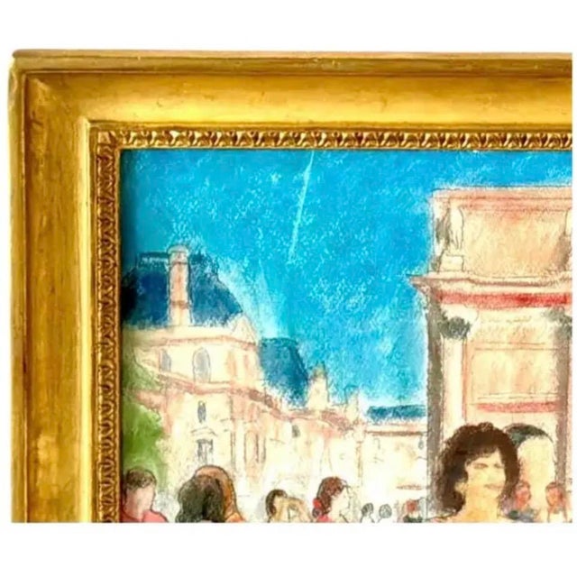 Mid-Century Modern Parisian Street Pastel Painting “Arc De Triomphe, Paris” by Andrè Vignoles For Sale - Image 3 of 10