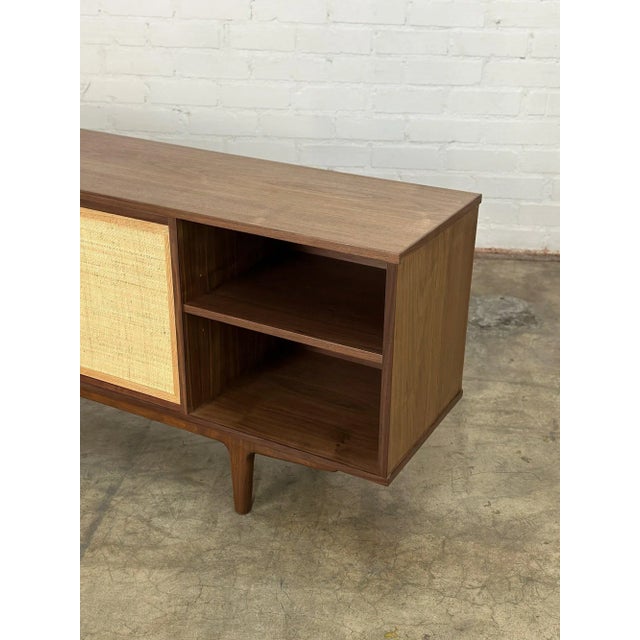 Two Toned Walnut & Cane Credenza For Sale - Image 4 of 12