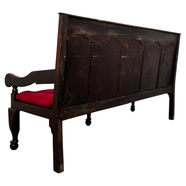 18th Century English Carved Oak Settle with Upholstered Seat For Sale - Image 11 of 16