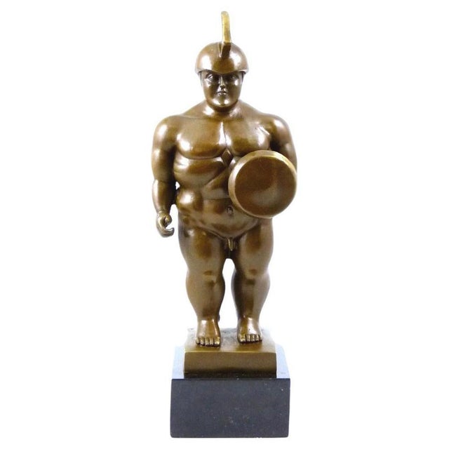 Brown Sculpture of Roman Warrior, 20th Century, Bronze For Sale - Image 8 of 8