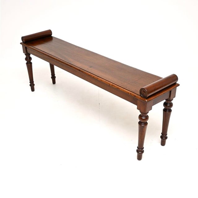 Antique Victorian Carved Bench, 1860 For Sale - Image 3 of 11
