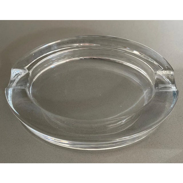 Transparent Heavy Oval Glass Ashtray For Sale - Image 8 of 8
