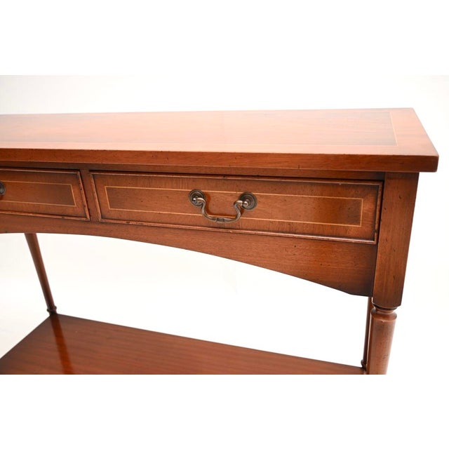 Brown Vintage Inlaid Georgian Style Console Table, 1950 For Sale - Image 8 of 10
