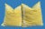 Large bright yellow linen pillows with white stitching design. Made by Echo. 24”x 24” duck down inserts, with zipper.