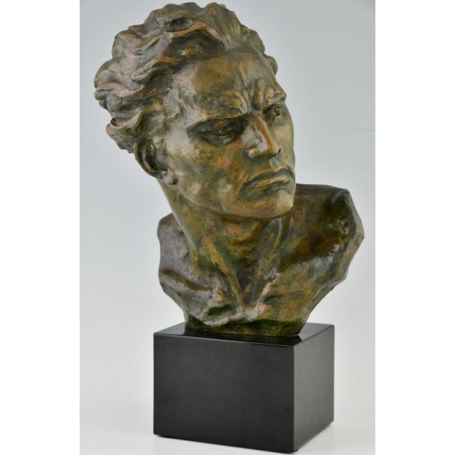 Ugo Cipriani, Art Deco Male Bust, 1930, Bronze on Marble Base For Sale - Image 6 of 9