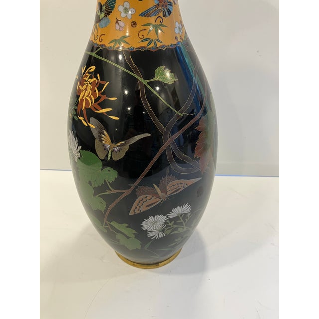 Japanese Antique Japanese Cloisonné Vase 18 Inches For Sale - Image 3 of 9