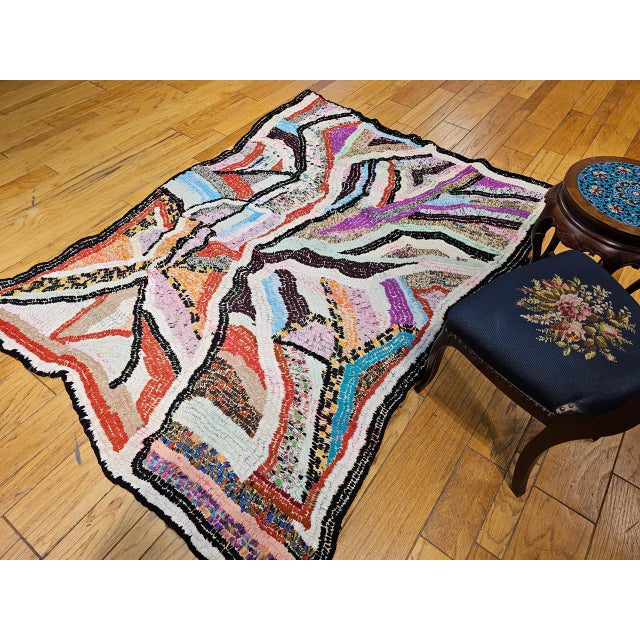 Textile Vintage Moroccan Tapestry Rug, Handwoven, Mid-Century Modern Abstract Design, 6’ X 7’ For Sale - Image 7 of 10