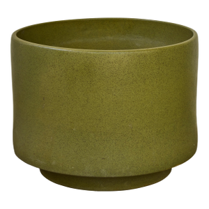 Monumental 1960s Gainey Olive Green Speckle Glazed Ceramic Planter